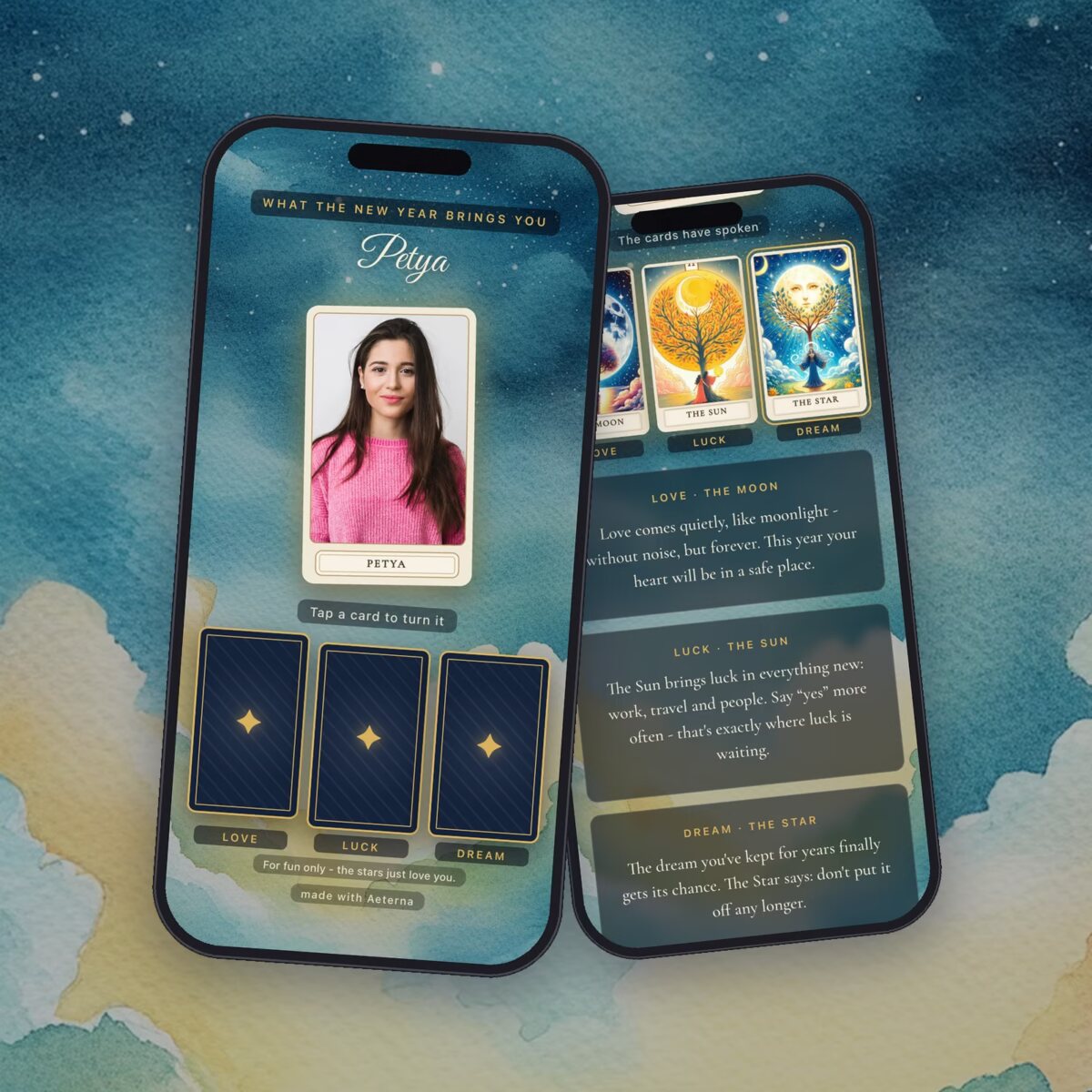New Year tarot “Love, Luck, Dream” - online reading, with a photo